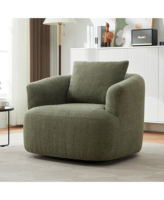 360 Swivel Accent Barrel Chair with Throw Pillow