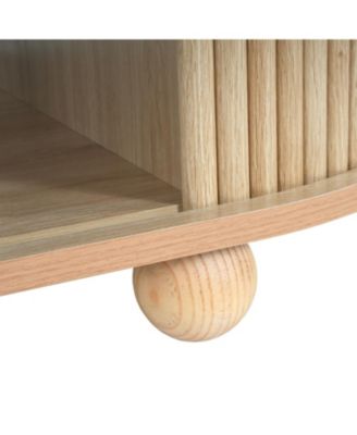 Oval Side Table with Accordion Door & Storage