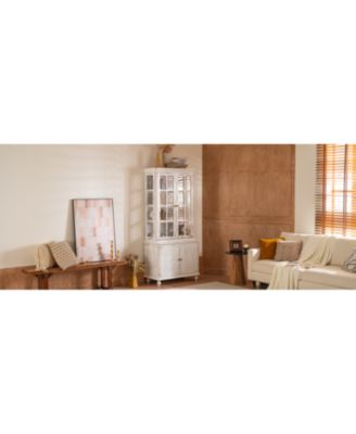 77.5" Vintage Glass Door Display Cabinet