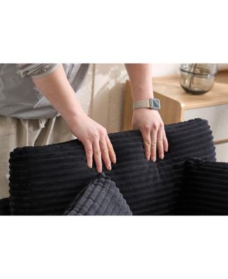 Corduroy Chaise Lounge Sofa with Ottoman & Storage