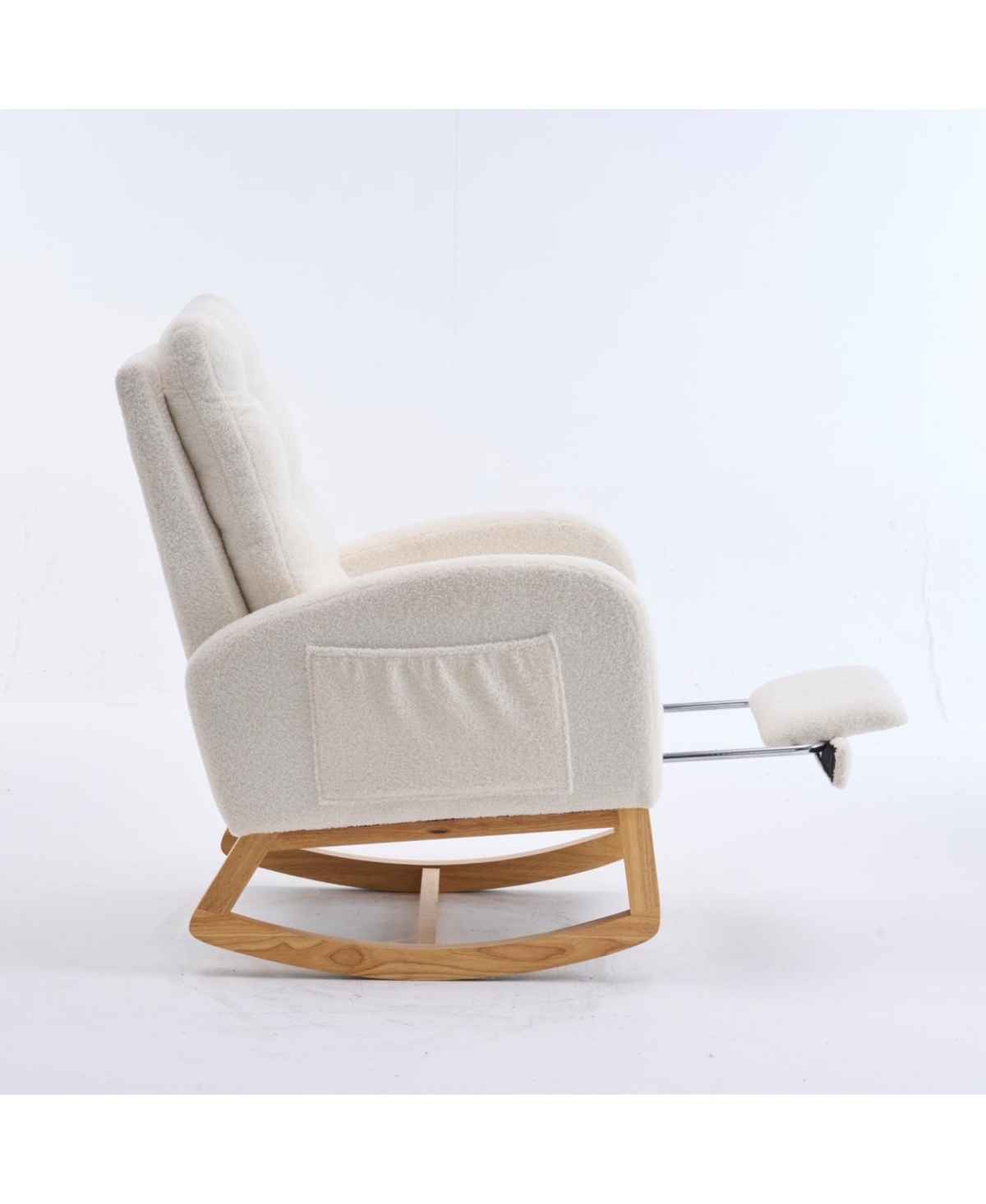 Streamdale Furniture Cream White Plush Rocking Chair with Footrest