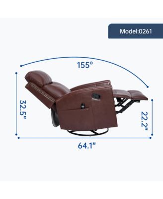 Wine Red Leather Heat Massage Rocker Recliner