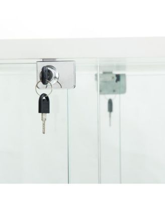 Tempered Glass Display Cabinet w/ LED, Lock, Mirror Back