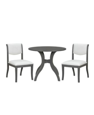  Oak Gray Round Dining Set- 39.4" Table + 2 Chairs
