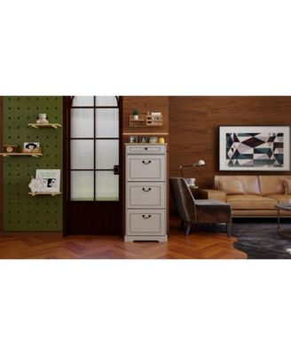 Storage Cabinet - 3 Flip Drawers, 1 Drawer - Antique White
