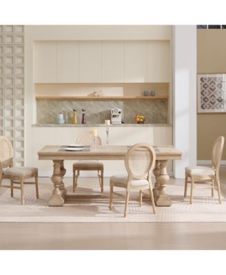 French Country Rattan Back Dining Chairs (Set of 2)