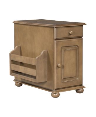 Streamdale Vintage Flip Top End Table with USB & Drawer
