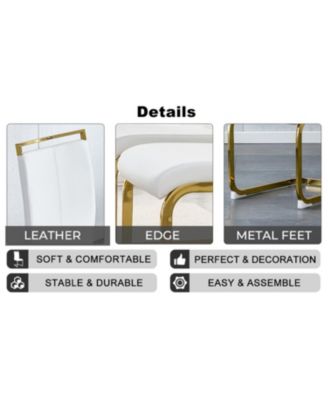 Streamdale Modern PU Leather Dining Chairs, Golden Legs (Set of 2)