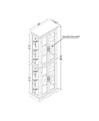 Lighted Glass Curio Cabinet - Cherry Finish