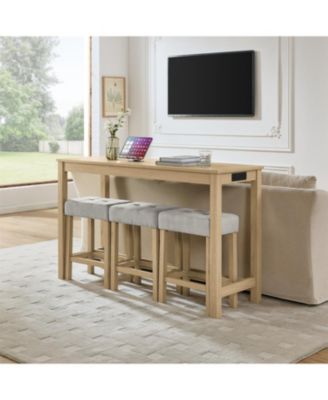 59" Bar Table Set w/ Power Outlet & 3 Stools