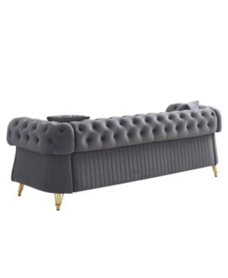 Chesterfield Modern Tufted Velvet Living Room Sofa, 84.25"W Couch.