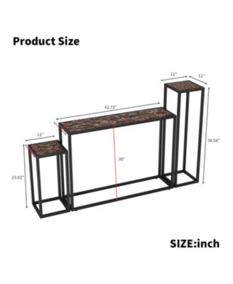 3-piece narrow hall table set industrial rural style brown/black