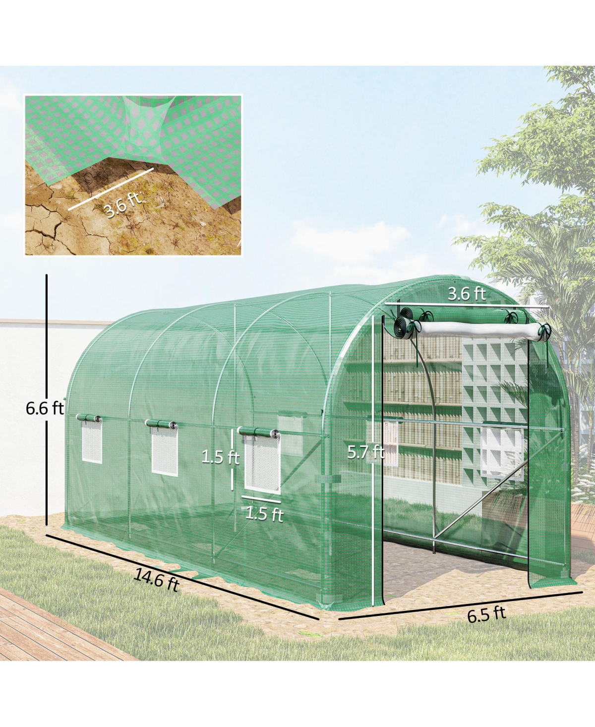 Outsunny Hoop house with Support Rods, Walk-in house,