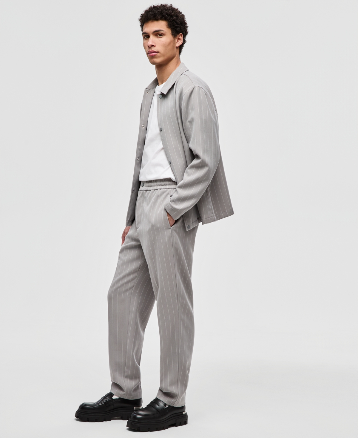 Mode of One Men's Pinstriped Woven Relaxed Pants, Macy's Exclusive
