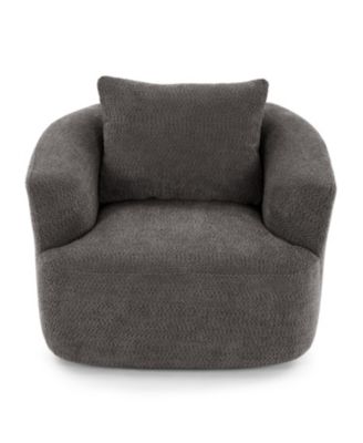 360 Swivel Accent Barrel Chair with Throw Pillow