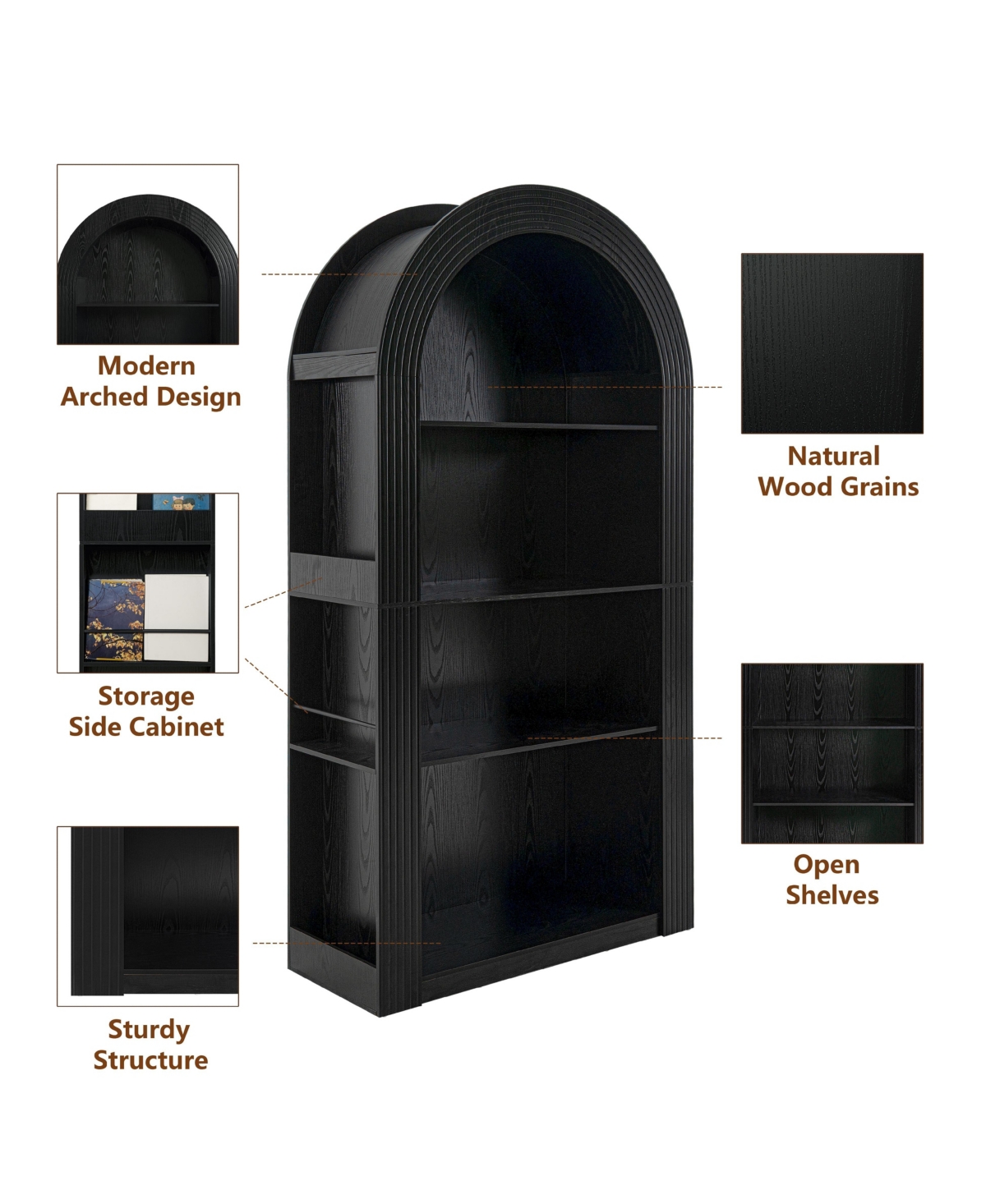 Streamdale Furniture 78" Arched Bookcase