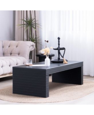 Modern Black Ribbed Coffee Table