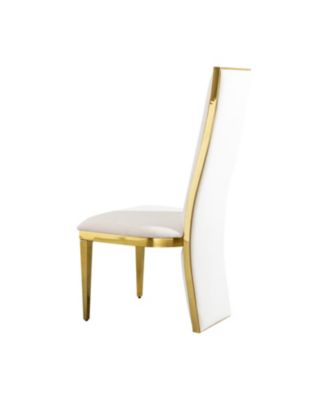 set of 2pcs Dining table gold stainless steel with white fabric