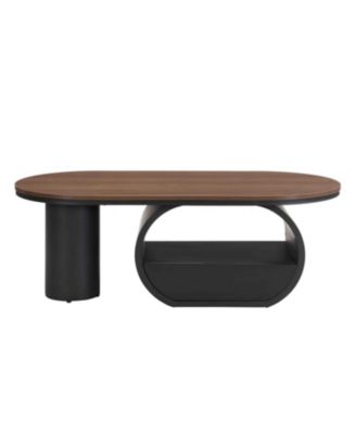  Luxury Industrial Oval Coffee Table w/ Drawer