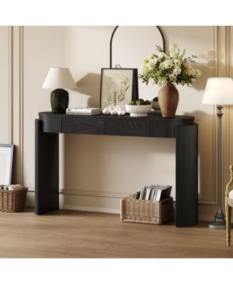 Black Fluted Console Table with Drawers