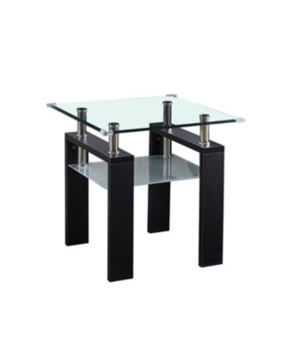  Clear Glass Top Side Table, 24"x24"x24" End Table, Modern Design For Home