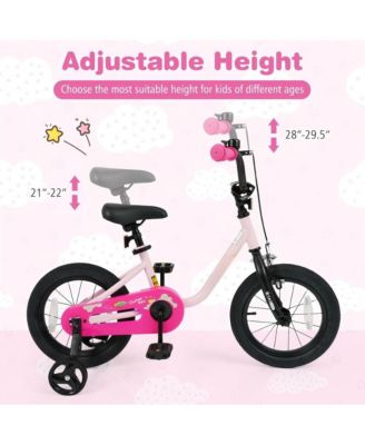 Kids Training Bike with Adjustable Seat Dual Brakes Rubber Tires and Removable Wheels