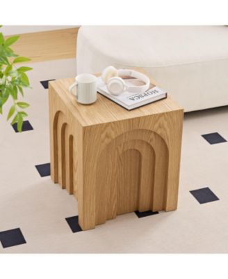 Streamdale 15.74" Square Side Table Small Coffee Table Accent Table Bedside Table for Living Room Bedroom,Nature