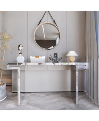 Luxury Fluted Mirror Console Table