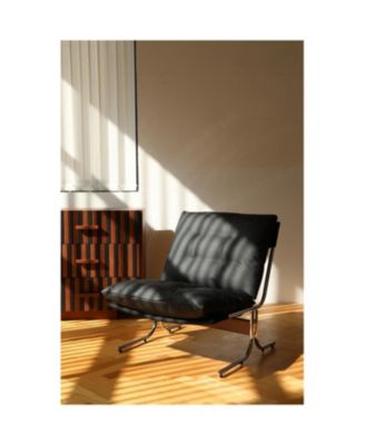 Leather Chair with Metal Legs (Black)