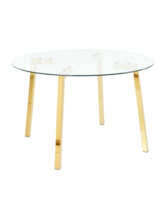 Modern Glass Circle Table & White PU Chairs (Set of 5)