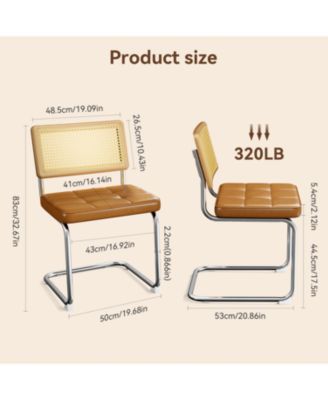 Rattan Dining Chairs Set of 4 Faux Leather Brown