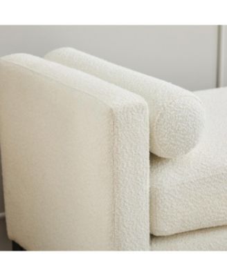 Elegant Ivory Boucle Upholstered Bench with Bolsters