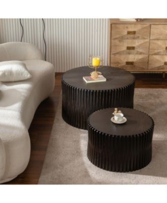 Vintage Dark Brown Nesting Coffee Table Set (Set of 2)