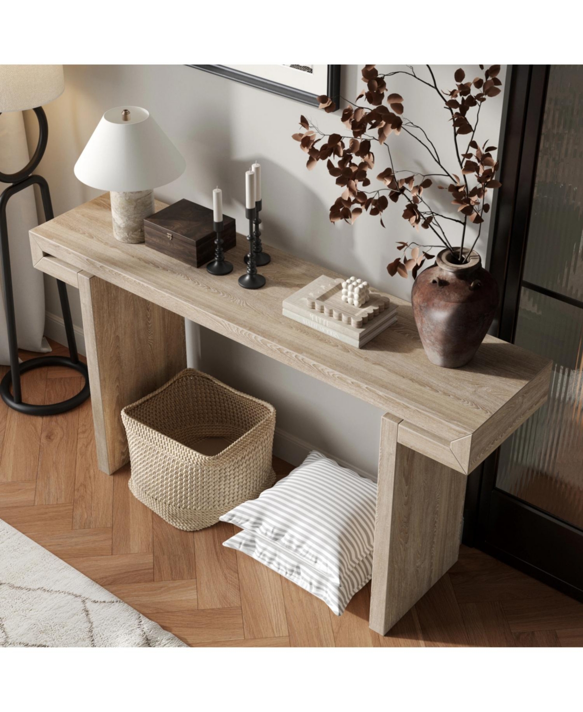 Streamdale Furniture 60" Rustic Farmhouse Console Table, Distressed Wood Finish