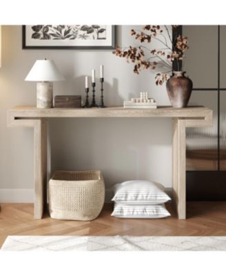 60" Rustic Farmhouse Console Table, Distressed Wood Finish
