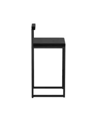 Velvet Bar Stools Set of 2 - Counter Height Kitchen Chairs (Black