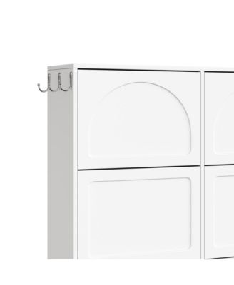 Streamdale Elegant Narrow Shoe Cabinet with 6 Drawers & Hooks
