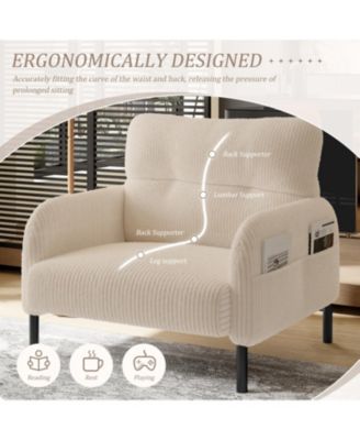 Corduroy Wide Seat Chair - Living Room/Bedroom