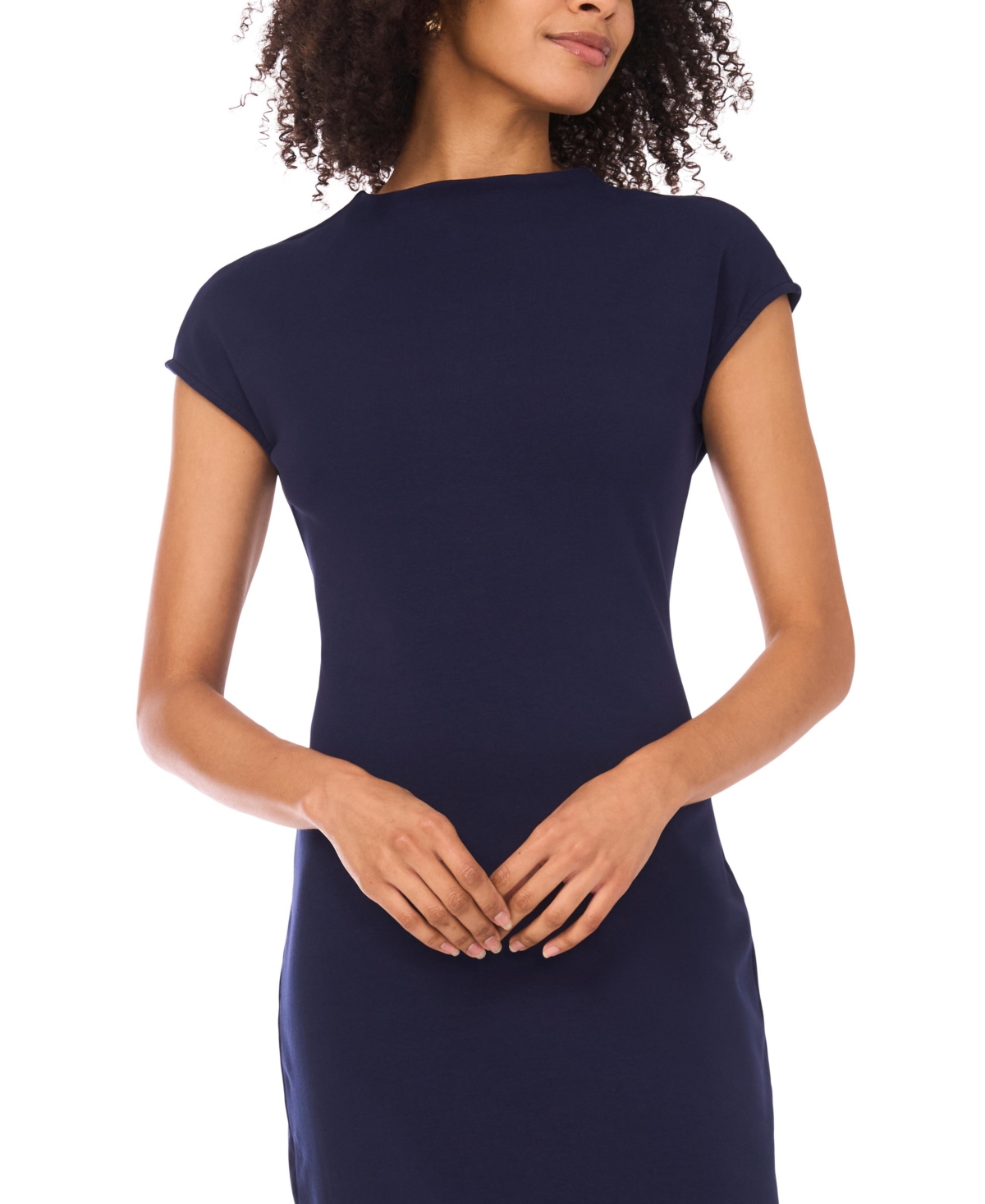 Vince Camuto Women's Mock Neck Cap-Sleeve Midi Dress