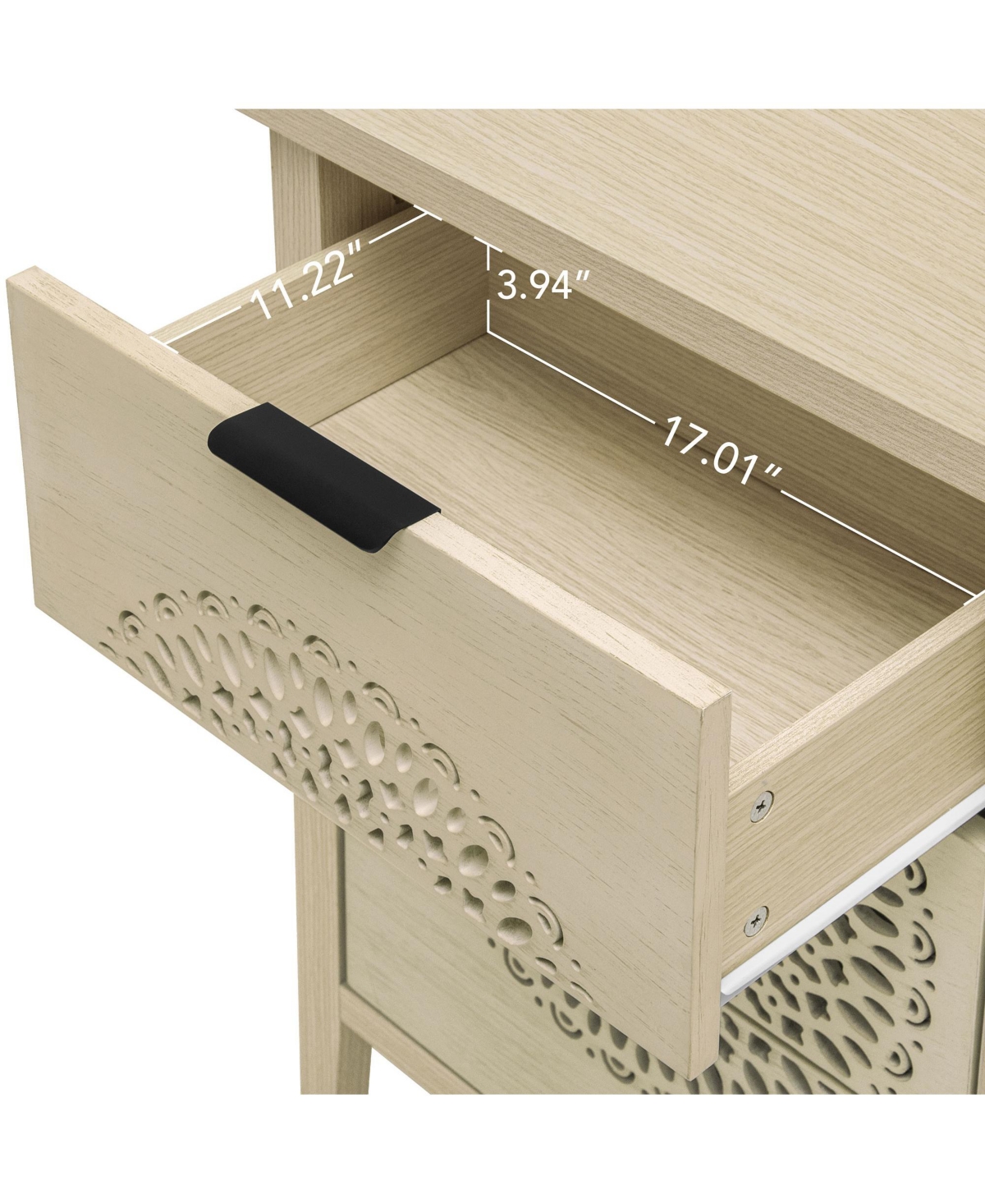 Streamdale Furniture Streamdale Hollow-Carved 3 Drawer Dresser with Metal Handles