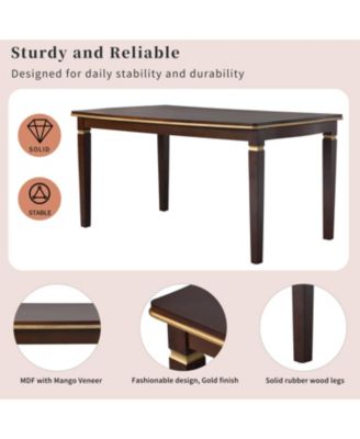 6-Piece Dining Table Set- 60" Table, 4 Tufted Chairs & Bench (Black)