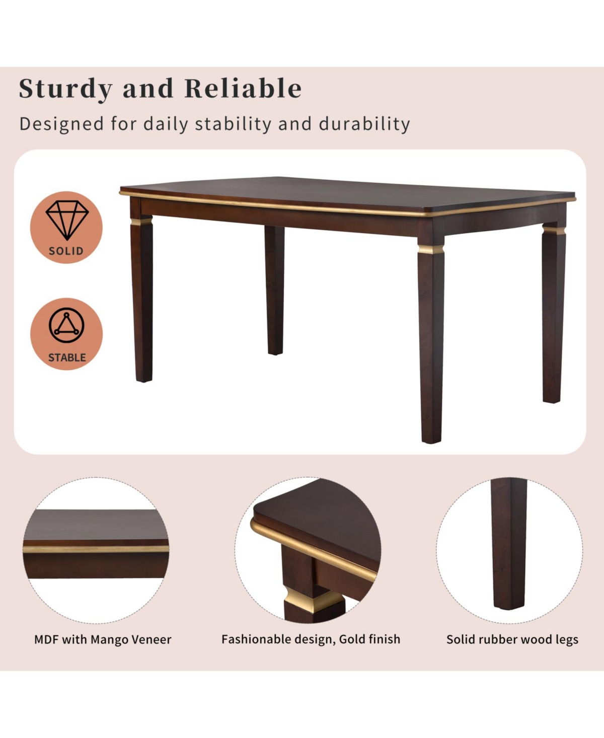 Streamdale Furniture 6-Piece Dining Table Set- 60" Table, 4 Tufted Chairs & Bench (Black)