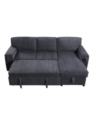 Upholstery Sleeper GREY Sectional Sofa with Storage Space