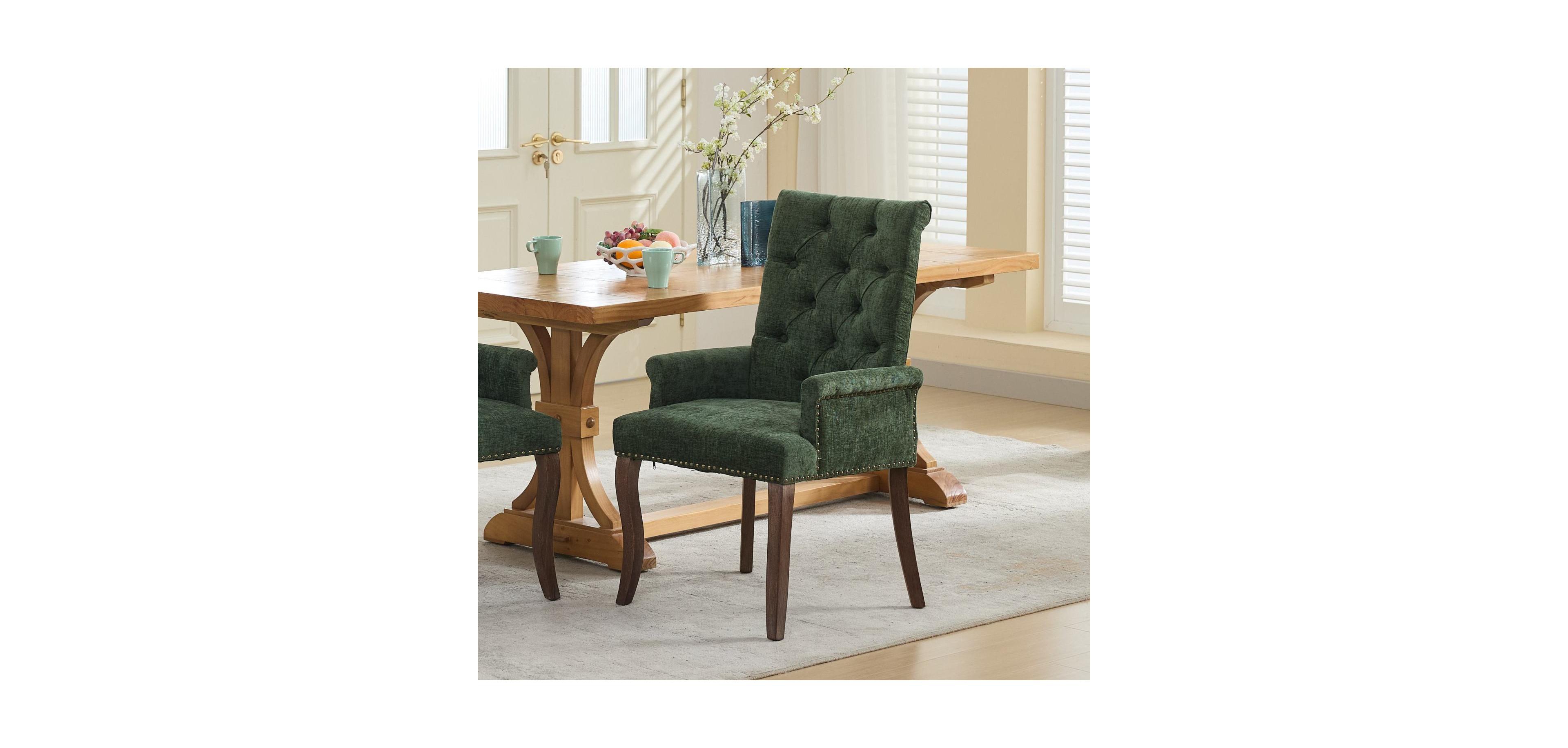 Streamdale Furniture Chenille Dining Chair, Wood Legs, Tufted