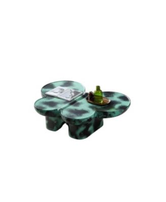Streamdale Modern Coffee Table Faux Travertine Textured for Livingroom/Office,Green + Black