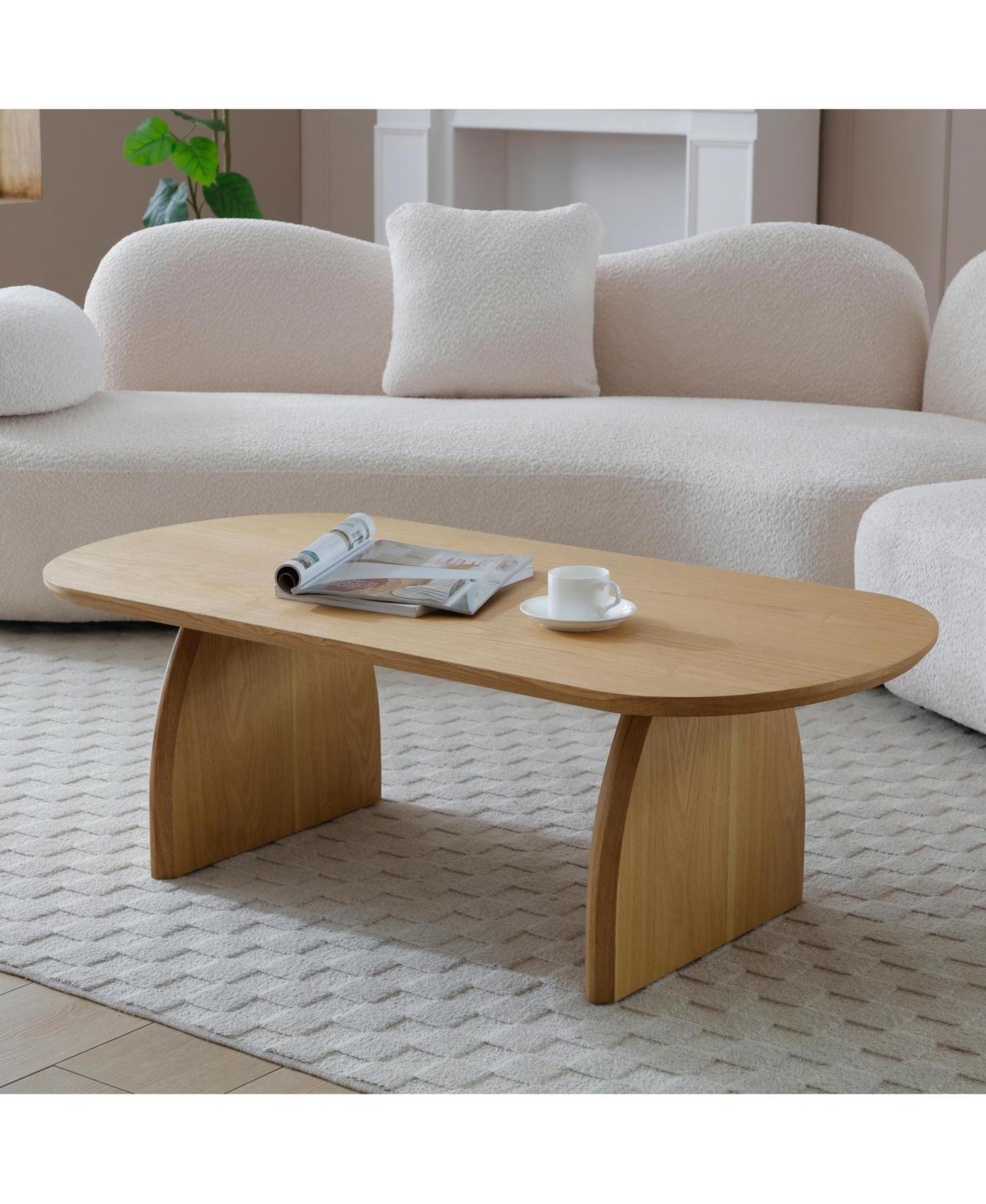 Streamdale Furniture 47" Oval Coffee Table - Solid Wood, Modern Natural Center Table