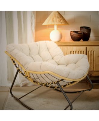 Outdoor/Indoor Rocking Papasan Chair - Beige