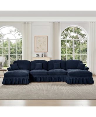 Classic U-Shape Sectional Sofa with Ottomans