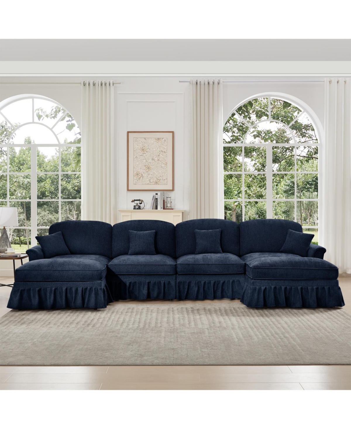 Streamdale Furniture Classic U-Shape Sectional Sofa with Ottomans