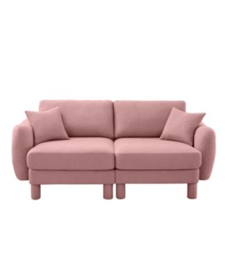 Streamdale Pink Boucle 2-Seater Loveseat Sofa with Shell Armrests